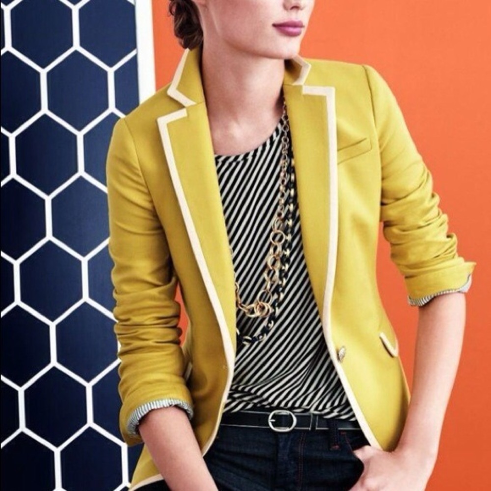 Banana Republic Mustard Yellow Piped Blazer 2